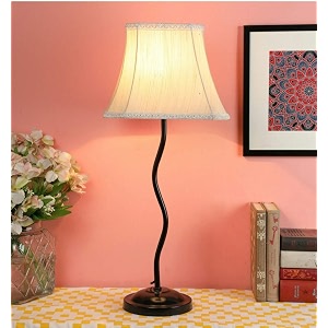 tu casa off white cotton shade with black metal-iron base table lamp  elegant bedside amp desk lamp for bedroom living room office home dcor amp gifting height  23 inchno blub included