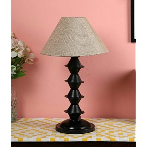 tu casa off white jute shade with black metal-iron base table lamp  elegant bedside amp desk lamp for bedroom living room office home dcor amp gifting height  17 inchno blub included