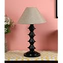 tu casa Off White Jute Shade with Black Metal-Iron Base Table Lamp | Elegant Bedside &amp; Desk Lamp for Bedroom, Living Room, Office, Home Décor &amp; Gifting (Height : 17 Inch/No Blub Included)