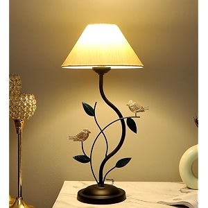 tu casa metal table lamp  off white shade bedside lamp 21 inch  decorative lighting for bedroom living room dining study restaurants  home dcor amp diwali gifting  bulb not included