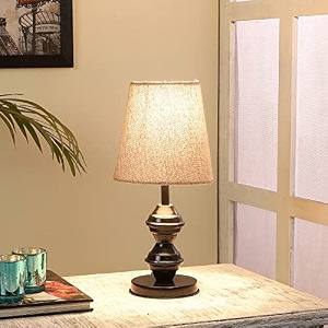 tu casa table lamp  abstract printed satin shade  black metal base  modern home dcor  ambient bedside lighting  bedroom living room study table office amp festival gifting