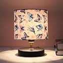 tu casa Metal Table Lamp | Butterfly Print Satin Shade | Black Metal Base | Modern Home Décor | Ambient Bedside Lighting | Bedroom, Living Room, Study Table, Office &amp; Festival Gifting