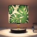 tu casa Urban Radiance Table Lamp | Metal Base | Palm Print Satin Shade Bedside Lamp for Bedroom Living Room Office Study | Decorative Home Décor Lighting &amp; Gifting