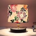 tu casa Table Lamp | Black Metal Base | Carnation Print Satin Shade Bedside Lamp for Bedroom Living Room Office Study | Home Décor &amp; Gifting | H-9 Inch (No Bulb)