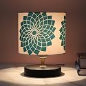 tu casa Metal Base Circular Table Lamp | Dahlia Floral Print Satin Shade | Bedside &amp; Study Lamp for Bedroom Living Room Office | Home Décor &amp; Gifting | H-9 Inch (Bulb Not Included)