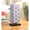 tu casa Table Lamps Black Metal Base with Blue White Cotton Ikat Print Shades for Home Décor Bedrooms Living Room Gifting Diwali Decoration Dining Space Study Room Restaurants (H-12)