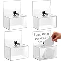 Tuanse 4 Pcs Acrylic Clear Raffle Box with Lock and Sign Holder, Clear
