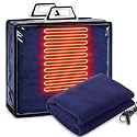 Tuanse 58x43 Inches 12v Heated Car Blanket Plug in, Navy Blue, Blank