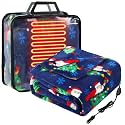 Tuanse 58x43 Inches 12v Heated Car Blanket Plug in, Dark Blue, Santa Claus