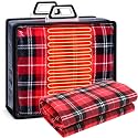 Tuanse 58x43 Inches 12v Heated Car Blanket Plug in, Black Red, Plaid