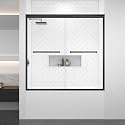 Tub Double Sliding Shower Door 55-55-60" W x 57" H, Matte Black, Bypass Bathtub Door, Clear Glass, Framed, 1/4" (6mm) Tempered Glass