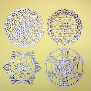 Tucocoo 4pcs Sacred Geometry Wood Wall Art