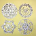 Tucocoo 4pcs Sacred Geometry Wood Wall Art