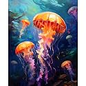 Tucocoo Jellyfish Paint by Numbers Kits 16x20inch Canvas DIY Digital Oil Painting for Adults with Brushes and Acrylic Pigment -Ocean Scenery Abstract Hand-Painted for Home Decor Gifts (Without Frame)