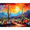 Tucocoo Saguaro Cacti Paint by Number for Adults, DIY Digital Oil Painting Kits on Canvas with Brushes and Acrylic Pigment Arizona Desert Landscape Picture for Home Decor Gifts 16x20inch (Frameless)