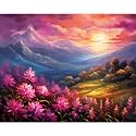 Tucocoo Sunrise Mountains Paint by Number for Adults, DIY Digital Oil Painting Kits on Canvas with Brushes and Acrylic Pigment Wildflower Natural Scenery Picture for Home Decor 16x20inch (Frameless)