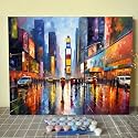 Tucocoo Times Square Paint by Number for Adults Beginner, Cityscape DIY Oil Painting Kits on Canvas with Brushes and Acrylic Pigment, New York Street Pictures for Home Decor 16x20 inch (Frameless)