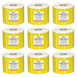 70x35 mm chromo self adhesive barcode paper label sticker roll - 1up - pack of 9 roll - 1500 labels in a roll yellow