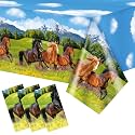 Tudomro 3 Pcs Horse Table Cover Tablecloth Party Decorations Morgan Wild Horse Racing Tablecloth for Derby Day Birthday Cowboy Cowgirl Party Decorations, 54 x 108 Inch