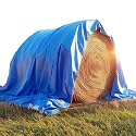 TUFFPAULIN 100FT X 100FT 200 GSM Blue Hay Covers Super Heavy Duty Tarpaulin Tirpal Tadpatri Tharpai Thadika, Reinforced Eyelets, UV Resistant, Waterproof, 6 Layer MLCL 3D Rib Technology-1 No.