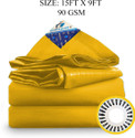 TUFFPAULIN 15FT X 9FT 90 GSM Yellow Tarpaulin Tent - For Truck body, Car, Bike, Grain Covers, Pond Liners