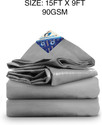 TUFFPAULIN 15FT X 9FT 90 GSM Silver Tarpaulin Tent - For Truck body, Car, Bike, Grain Covers, Pond Liners