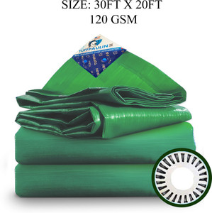 tuffpaulin 30ft x 20ft 120 gsm green tarpaulin tent - for truck body car bike grain covers pond liners