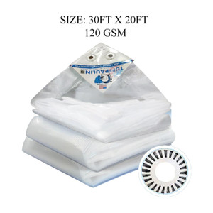 tuffpaulin 30ft x 20ft 120 gsm white tarpaulin tent - for truck body car bike grain covers pond liners white
