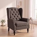 Tufted Wingback Accent Manual Single Lounge Recliner Chair, Brown