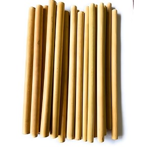 tugs premium bamboo straws length 8 inch pack of 25 natural eco friendly biodegradable drinking straws with straw cleaning brush -reusable 6 mm 25