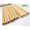 TUGS Premium Bamboo Straws Length 8 inch Pack of 100 Natural Eco Friendly Biodegradable Drinking Straws with Straw Cleaning Brush -Reusable. (6) mm