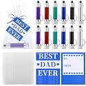 Tujoe 36Pcs/12 Set Father's Day Gifts Bulk Best Dad Ever for Men Daddy from Son Daughter Including 12 LED Flashlight Keychains 12 Best Dad Ever Cards 12 Bags for Fathers Day Gift