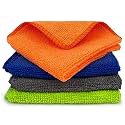 Tukzer Multi-Purpose Microfiber Cloths, Gizga Ultra-Soft Absorbent Lint &amp; Streak-Free Cloth for Bike Car Dashboard Automobile Cleaning Polishing Washing Detailing (Orange-Green| 2 Pcs 25 X 25 cms).
