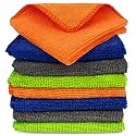Tukzer Multi-Purpose Microfiber Cloths, Gizga Ultra-Soft Absorbent Lint & Streak-Free Cloth for Bike Car Dashboard Automobile Cleaning Polishing Washing Detailing (Orange-Green| 2 Pcs 25 X 25 cms).