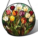 Tulip Bouquet Stained Glass Window Hanging Suncatcher Gifts for Women 9.8"
