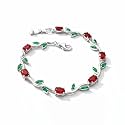 Tulip Bracelet For Women | Anti Tarnish Floral Charm Bracelet For Women & Girls | Stainless Steel Tulip Bracelet | Stylish Party Daily Wear Accessory (Red Cherry)