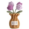 Tulip Crochet Flower Potted Plant Handmade Desk Decor Gift