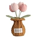 Tulip Crochet Flower Potted Plant Handmade Desk Decor Gift