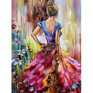 women with guitar diy acrylic painting by numbers kit on canvas multicolor