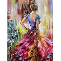 Women With Guitar Diy Acrylic Painting By Numbers Kit On Canvas, Multicolor