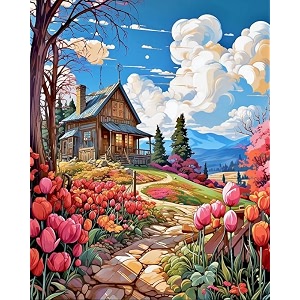 tulip n turtle blooming valley diy acrylic paint by number kit for adults kids beginner number painting kit diy canvas painting by number wall decoration diy painting kit for adults
