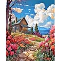 TULIP N TURTLE Blooming Valley DIY Acrylic Paint by Number Kit for Adults Kids Beginner Number Painting kit DIY Canvas Painting by Number Wall Decoration DIY Painting kit for Adults