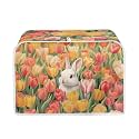 Tulip Rabbit 4 Slice Toaster Covers for Easter Kitchen Home Dustproof Decorative Accessories Lightweight with Top Hook Bread Maker Oven Fingerprint Cover Universal Fit