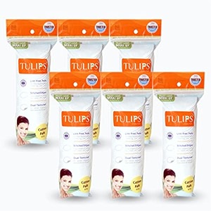tulips 50 round facial cotton pads in a ziplock bag pack of 6 made from 100 pure soft cotton best for applying amp removing makeup safe for sensitive skin