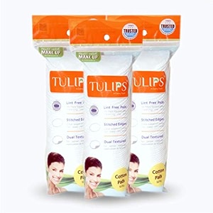 tulips 50 round facial cotton pads  made from 100 pure soft cotton best for applying amp removing makeup pre makeup cleansing safe for sensitive skin