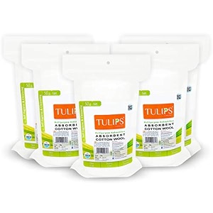 tulips absorbent soft cotton woolroll for makeup remover beauty adult amp baby care disposable cotton 50gm pack of 5