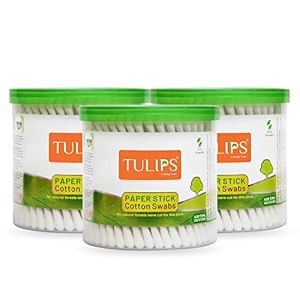 tulips cotton ear budsswabs pack of 3 with white paper sticks 200400 tips in a jar