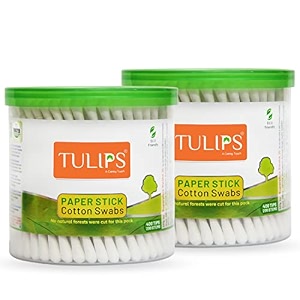 tulips cotton ear budsswabs pack of 2 with white paper sticks 200400 tips in a jar