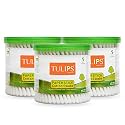 TULIPS Cotton Ear Buds/Swabs (pack of 3) with white PAPER Sticks (300/600 Tips ) in a Jar