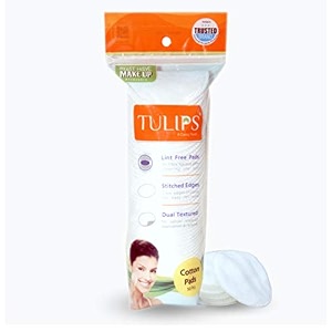 tulips 100 pure cotton pads double sided 100 pcs in a ziplock bag pack of 5 i suitable for all skin type i help you remove your face amp eyes makeup very softly